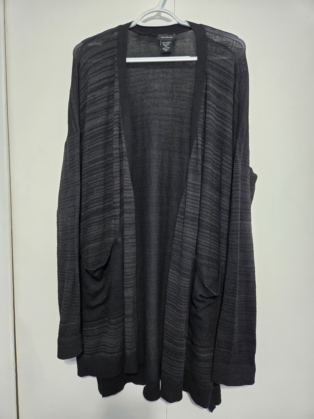 Calvin Klein Jeans Black Open Front Long Cardigan Sweater XXL‎